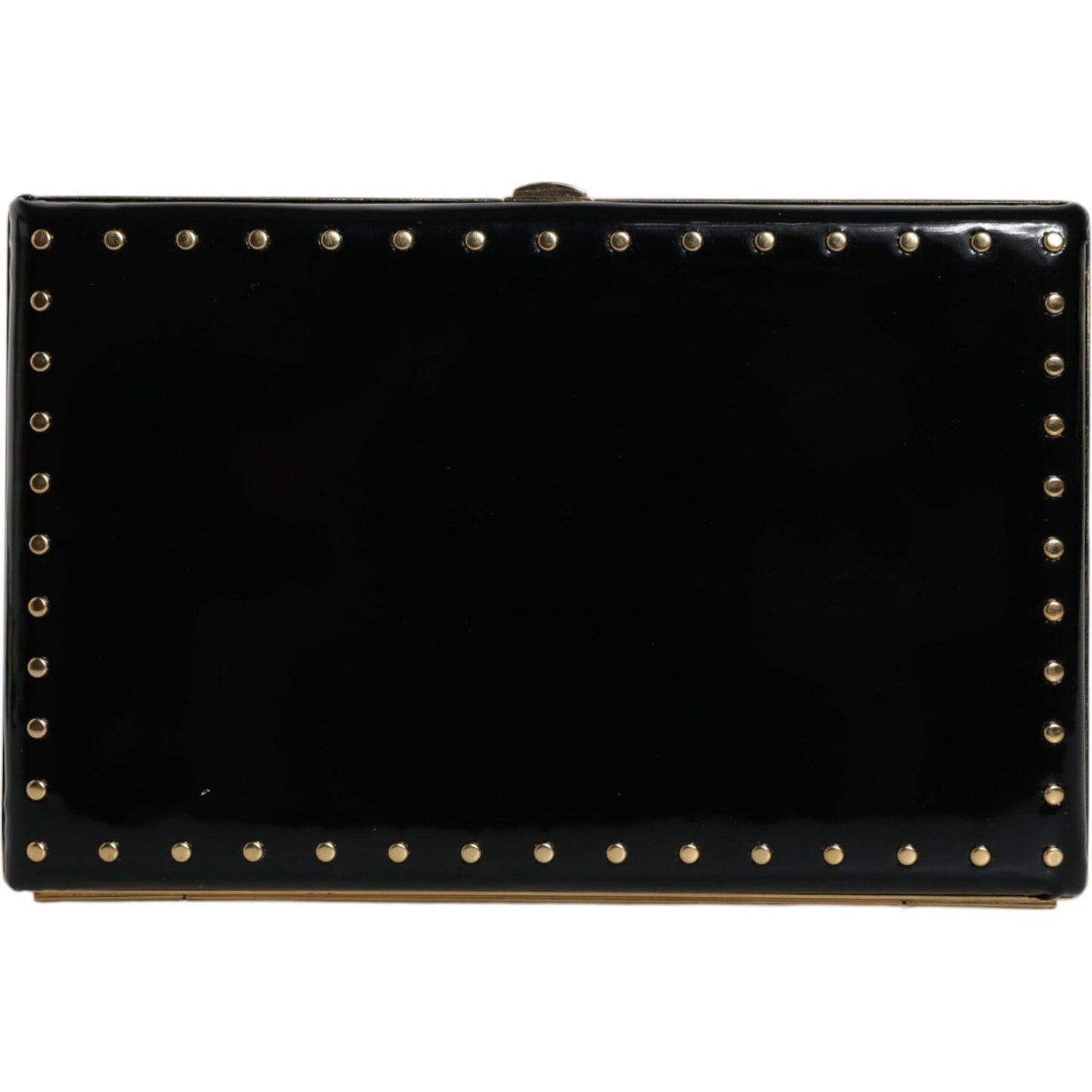 Dolce & Gabbana Black Leather Studs Gold Frame Clutch Evening Purse Bag Dolce & Gabbana