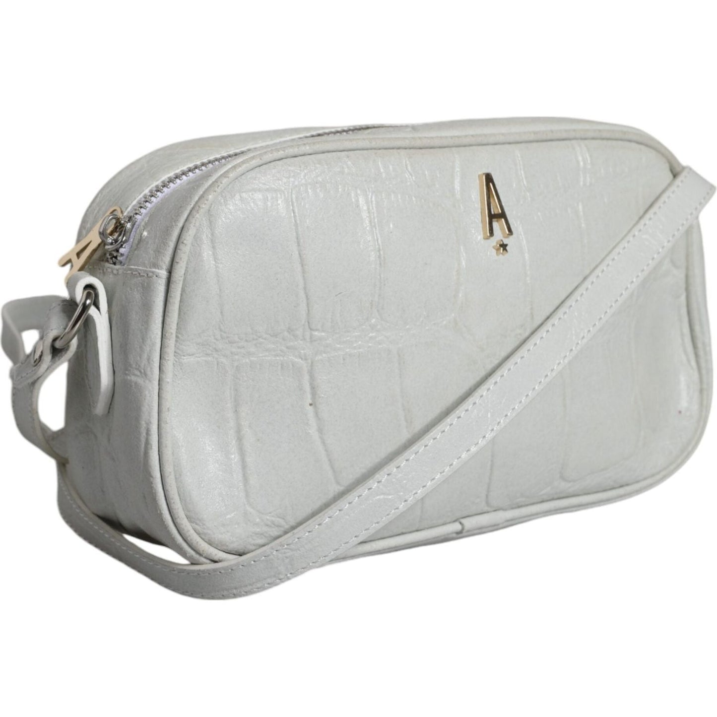 Aniye By White Croc Print Leather Crossbody Sling Bag Aniye By