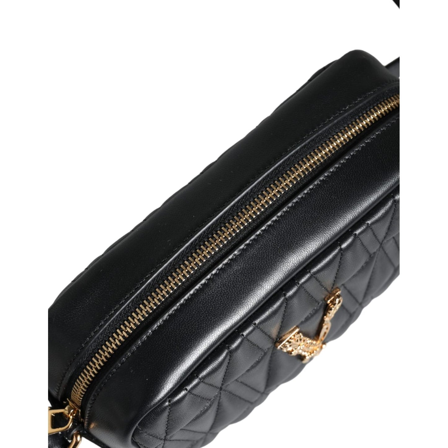 Versace Black Quilted Lamb Leather Camera Case Shoulder Bag Versace