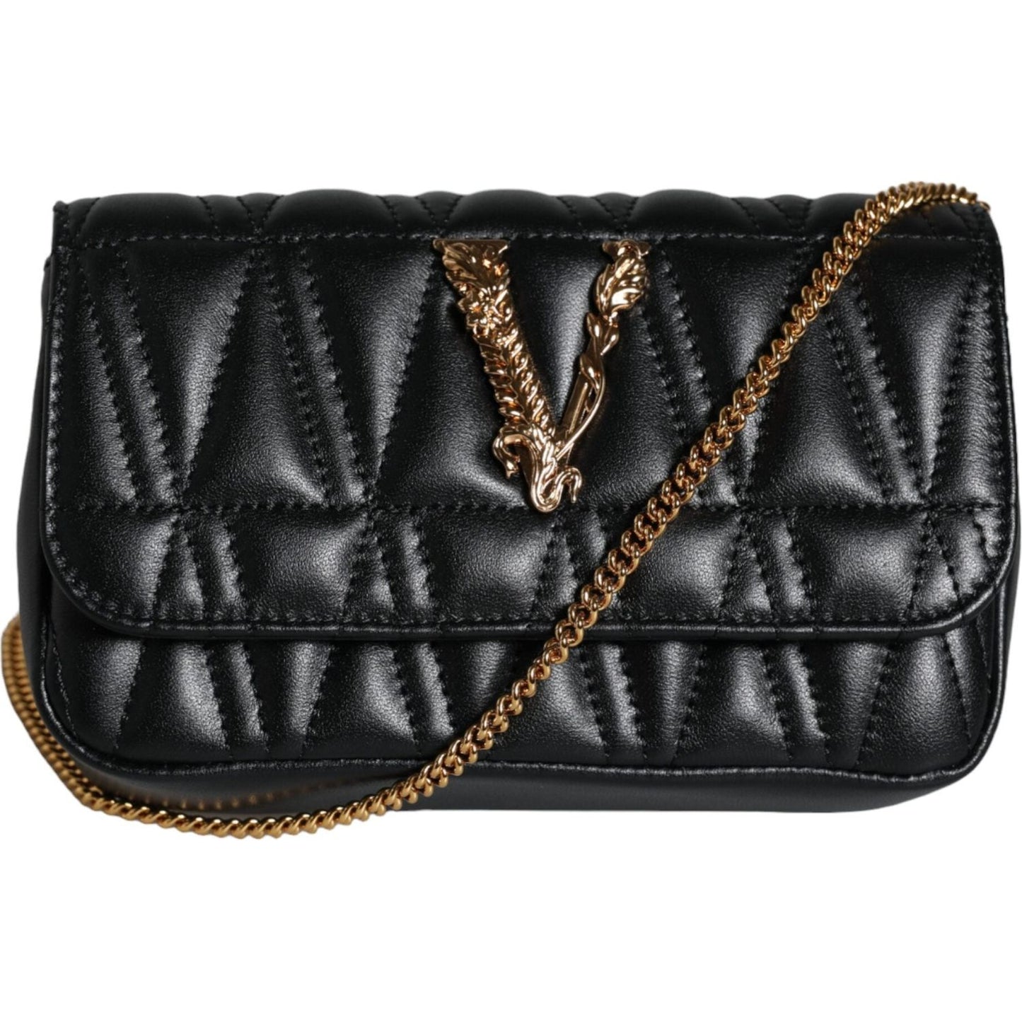 Versace Black Mini Nappa Leather Crossbody Shoulder Bag Versace