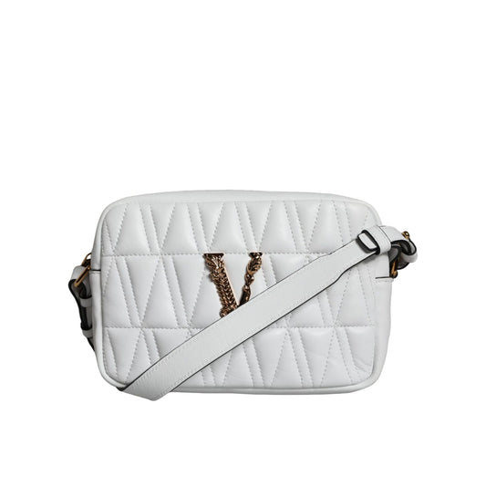 Versace White Quilted Nappa Leather Crossbody Shoulder Bag Versace