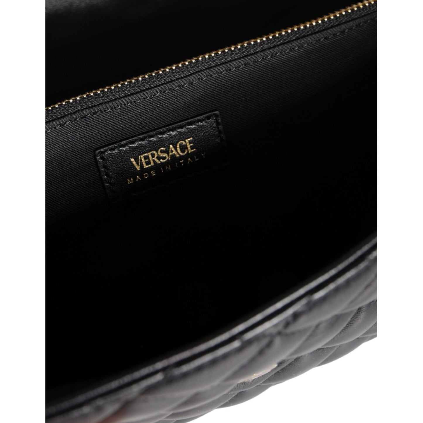 Versace Black Quilted Nappa Leather Crossbody Shoulder Bag Versace