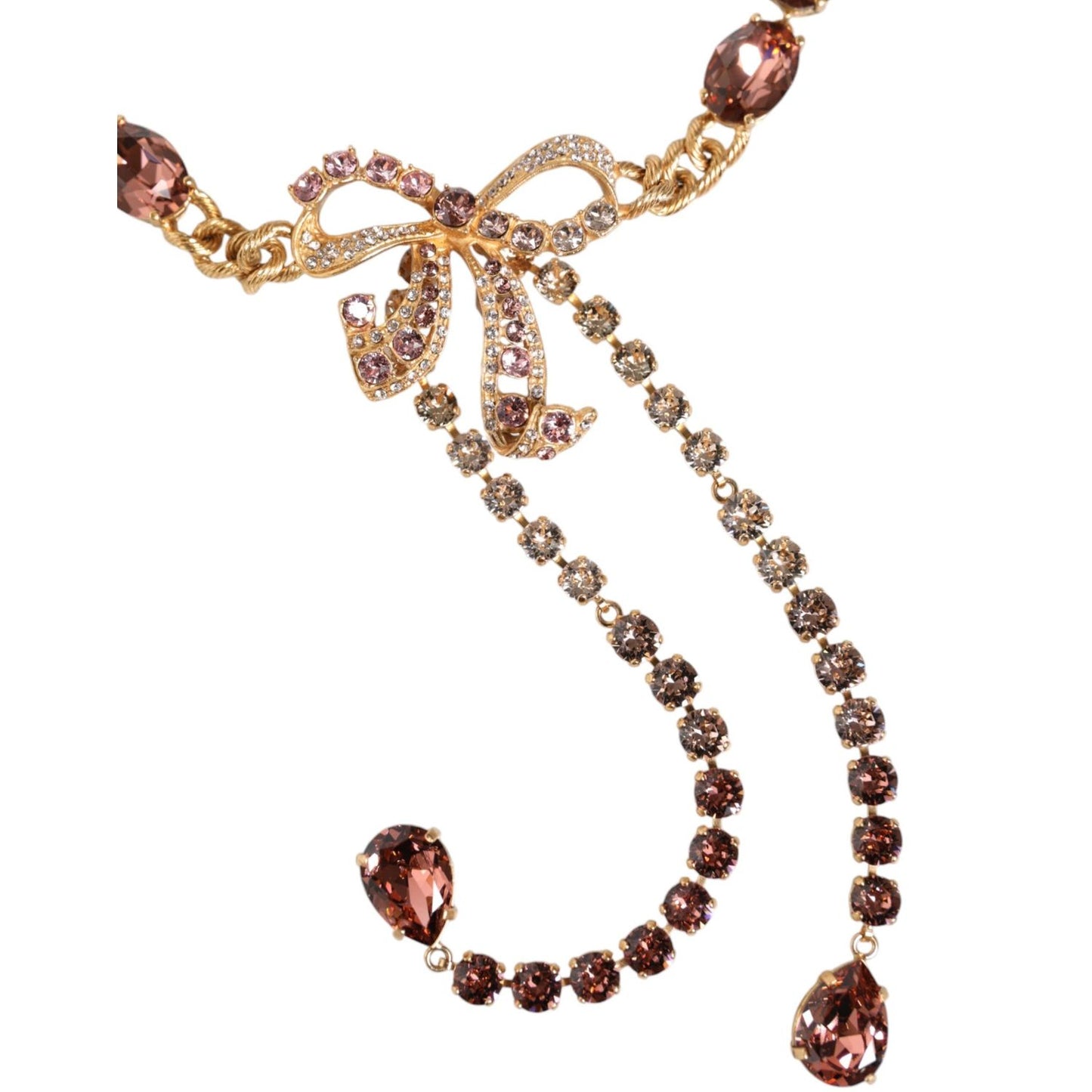 Dolce & Gabbana Gold Tone Brass Crystal Embellished Belt