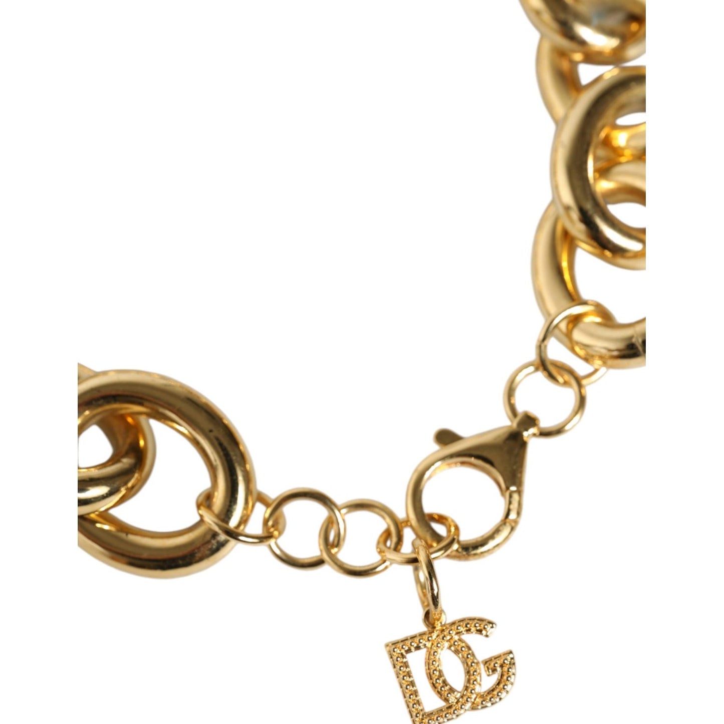 Dolce & Gabbana Gold Tone Brass Maxi Chain Lobster Clasp Logo Bracelet Dolce & Gabbana