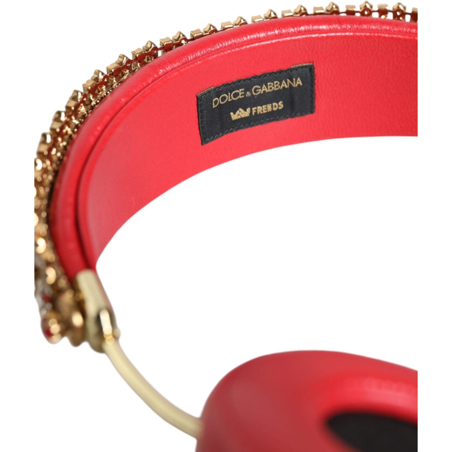 Dolce & Gabbana Red Nappa Leather Floral Crystal Headphone Dolce & Gabbana Maroon