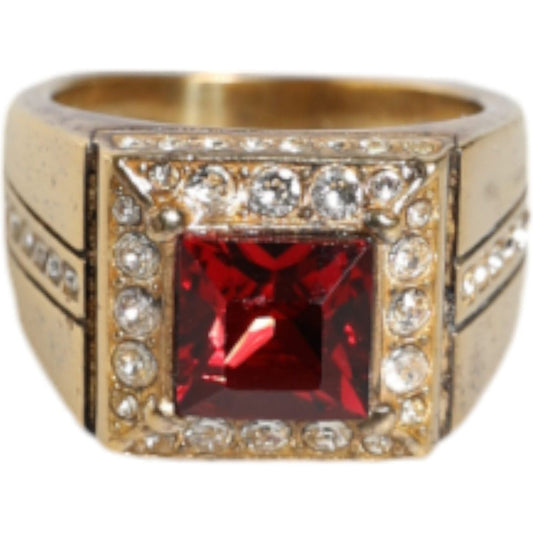 Dolce & Gabbana Gold Plated 925 Silver Red Crystal Ring Dolce & Gabbana