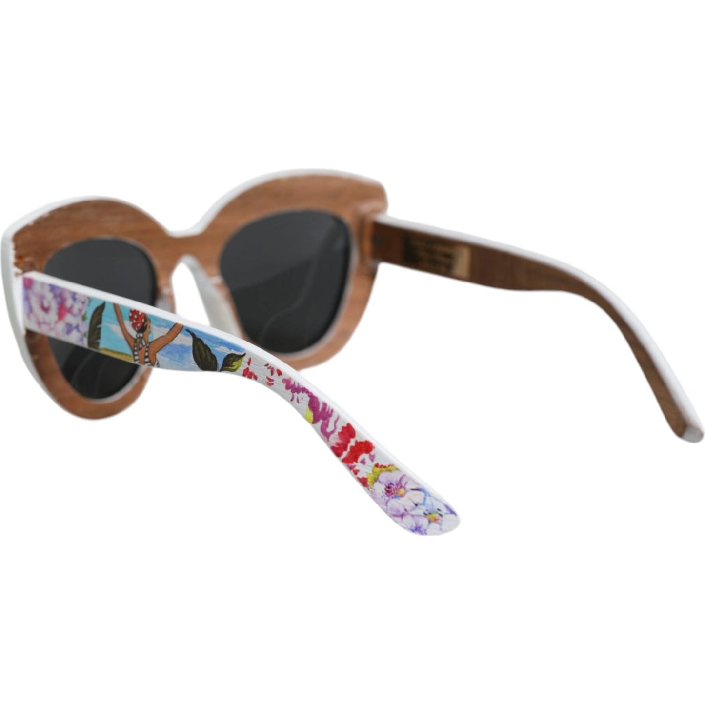 Dolce & Gabbana Multicolor Wood Crystal Brass Frame Floral Hand Paint Sunglasses Dolce & Gabbana