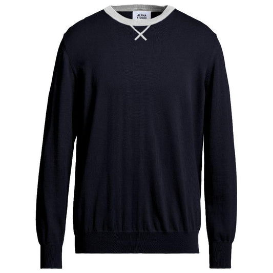 Alpha Studio Blue Wool Sweater