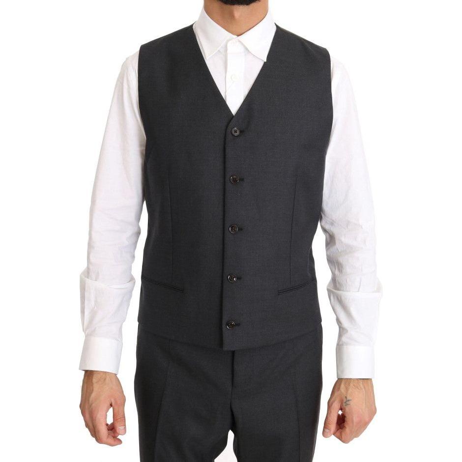 Dolce & Gabbana Elegant Gray Double Breasted Wool Silk Suit Dolce & Gabbana