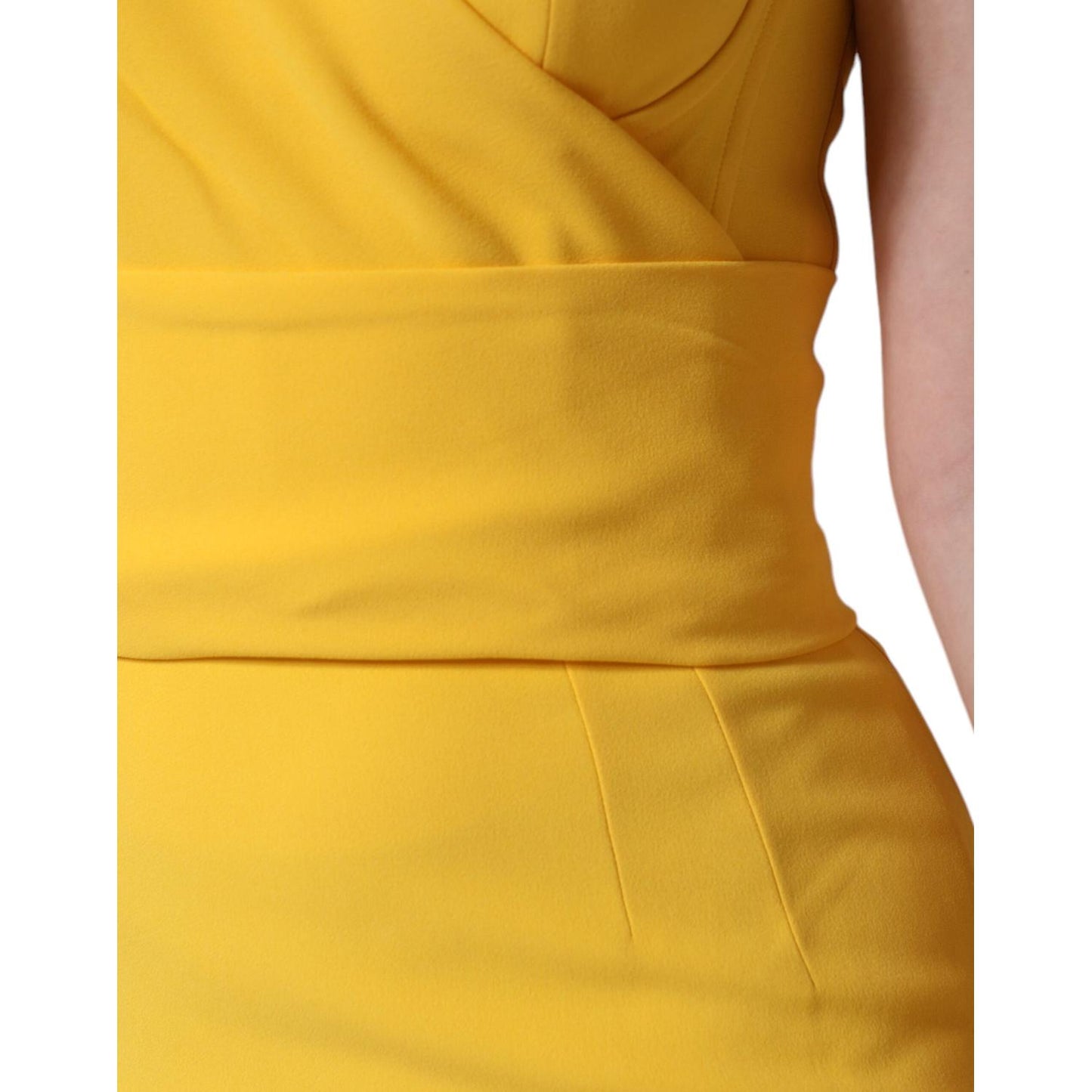 Dolce & Gabbana Yellow One Shoulder Side Slit Midi Dress Dolce & Gabbana