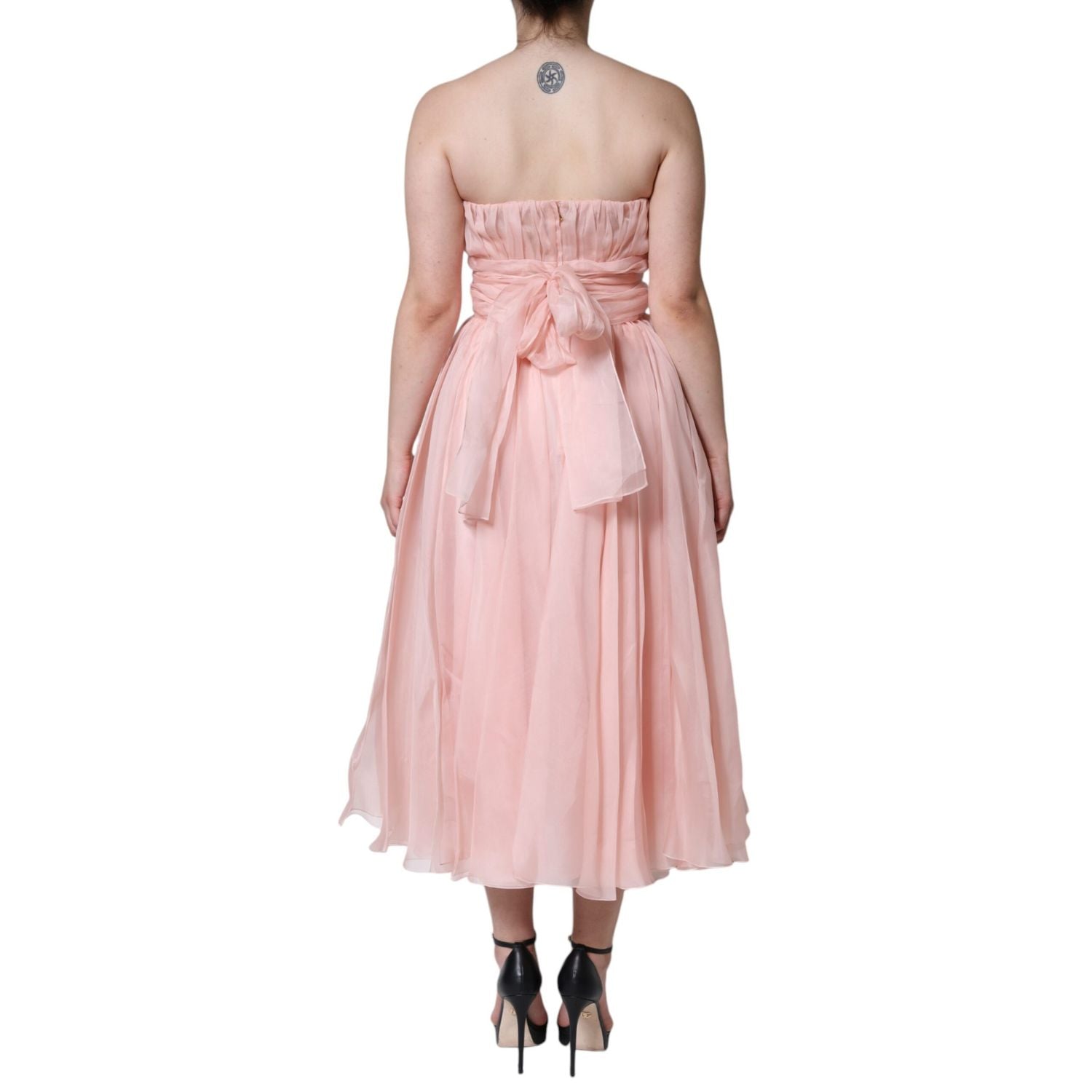 Dolce & Gabbana Pink Silk Strapless Maxi A-line Gown Dress