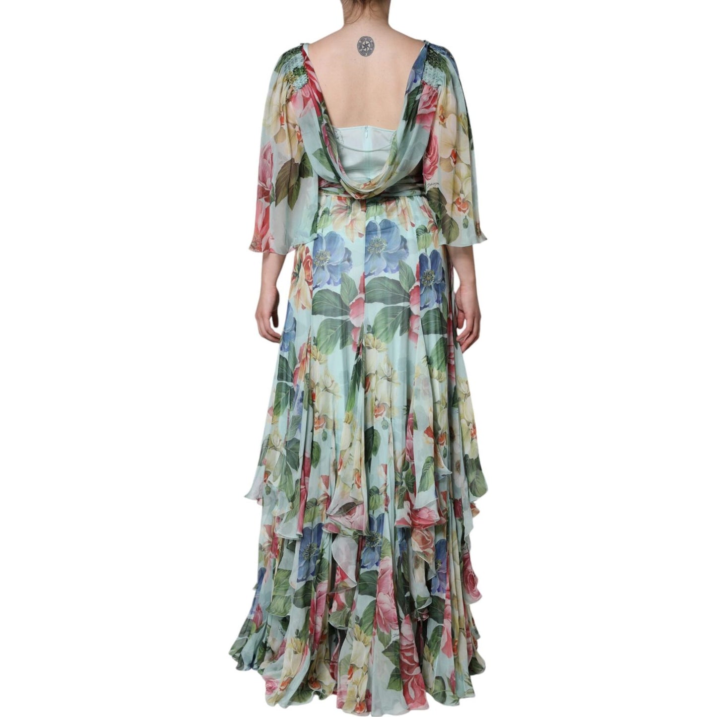 Dolce & Gabbana Multicolor Floral Silk Long Gown Dress Dolce & Gabbana