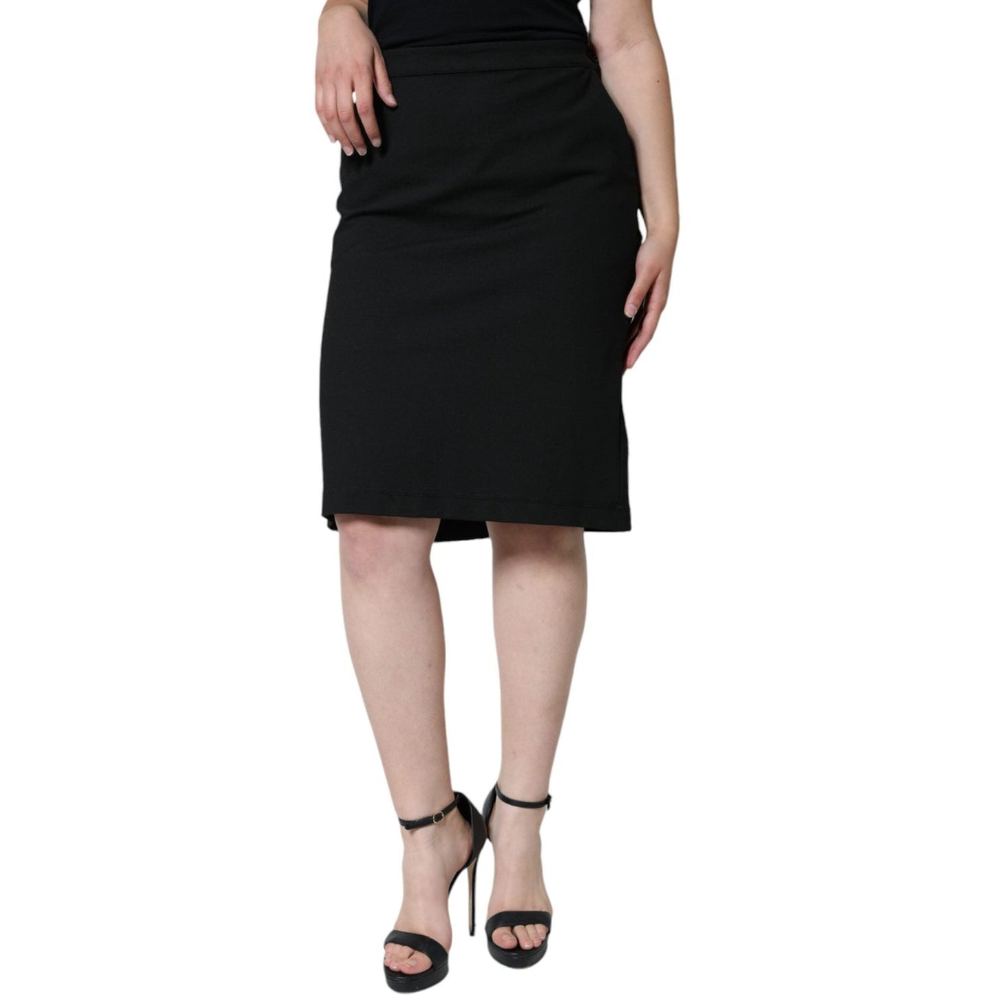 GF Ferre Black Straight Pencil Cut Knee Length Skirt GF Ferre