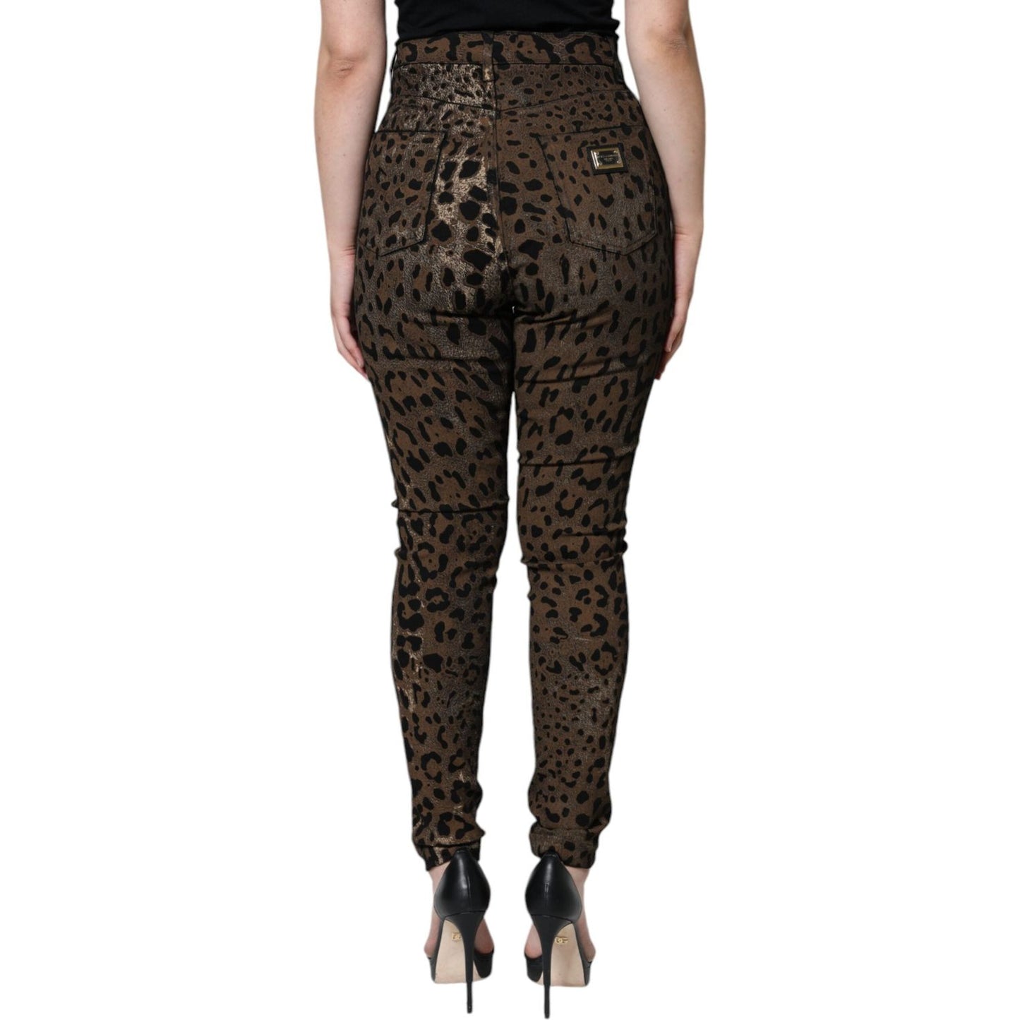 Dolce & Gabbana Brown Leopard Cotton Skinny Denim Jeans Dolce & Gabbana