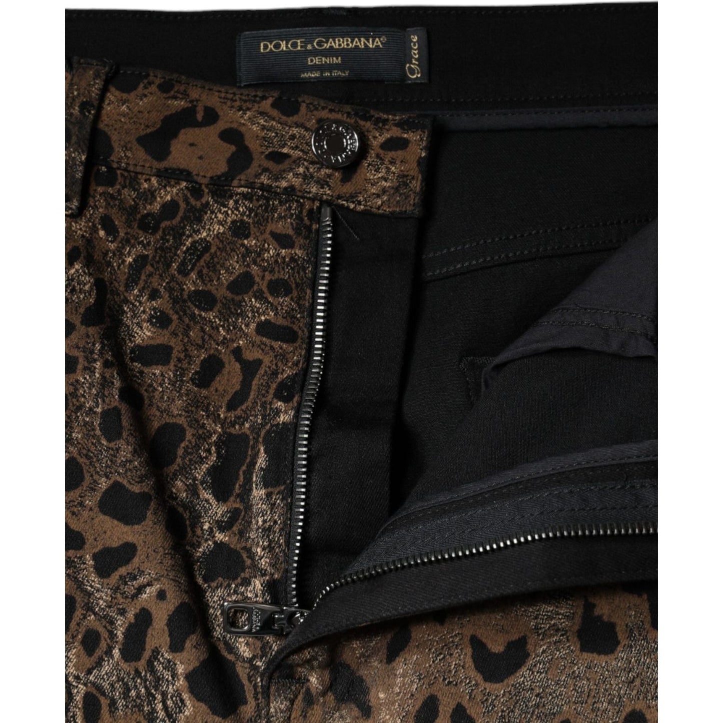 Dolce & Gabbana Brown Leopard Cotton Skinny Denim Jeans Dolce & Gabbana