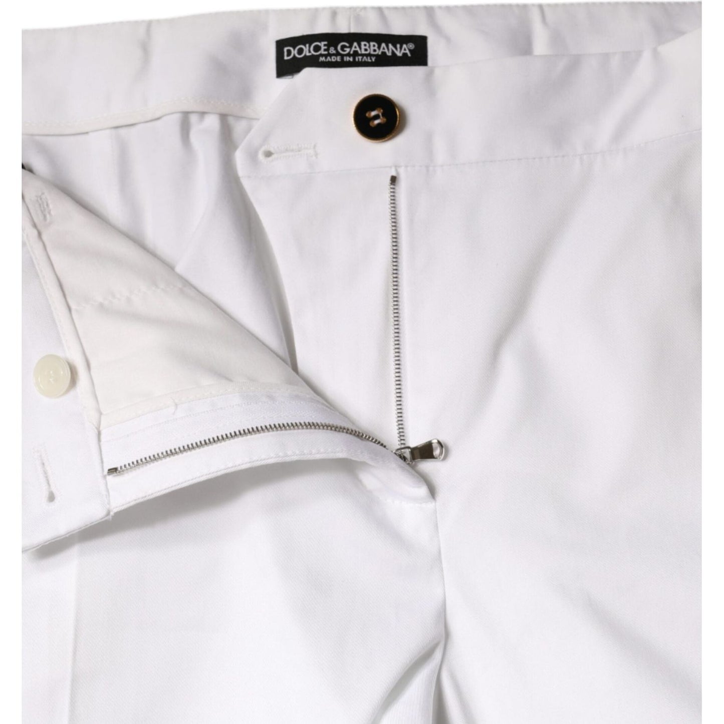 Dolce & Gabbana White Cotton Mid Waist Tapered Denim Jeans Dolce & Gabbana