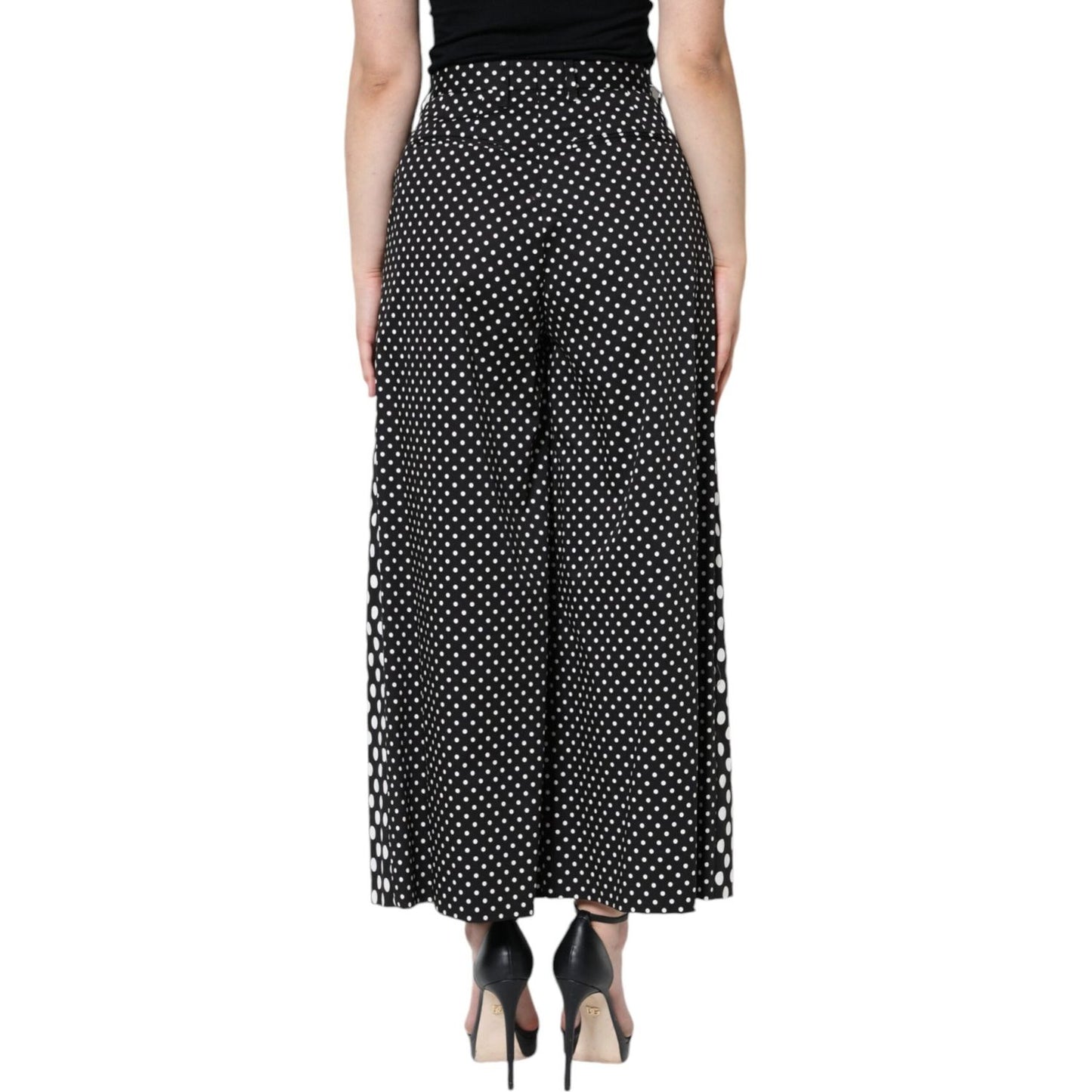 Dolce & Gabbana Black Patchwork High Waist Wide Leg Pants Dolce & Gabbana