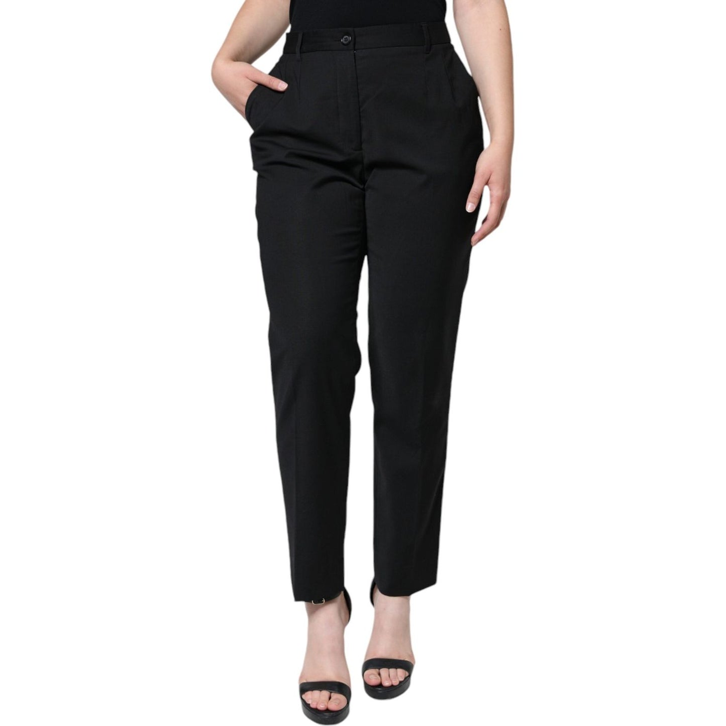 Dolce & Gabbana Black High Waist Tapered Pants Dolce & Gabbana