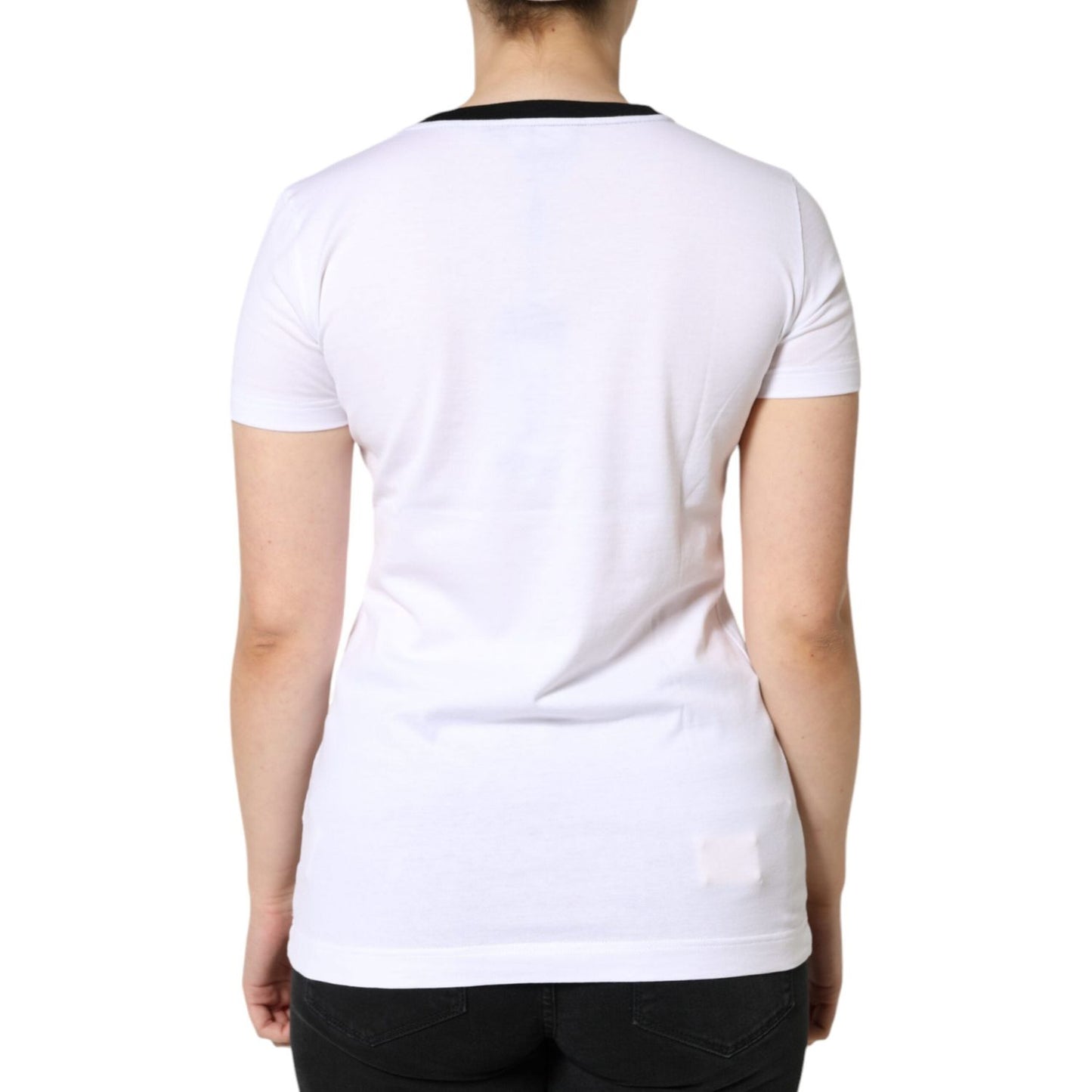 Dolce & Gabbana White Eleganza Print Cotton Short Sleeves T-shirt Dolce & Gabbana