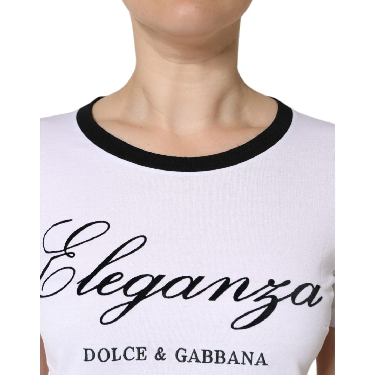 Dolce & Gabbana White Eleganza Print Cotton Short Sleeves T-shirt Dolce & Gabbana