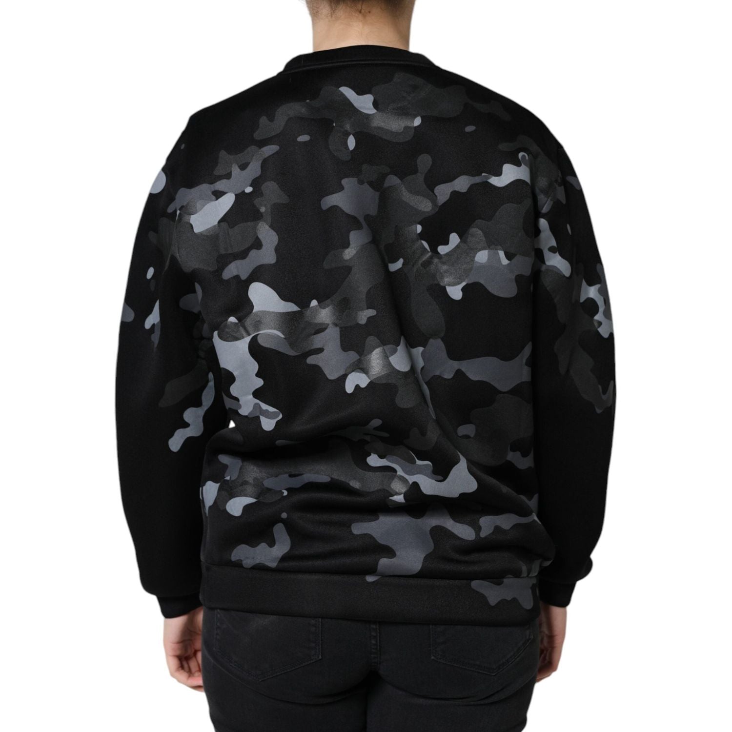 Dolce & Gabbana Black Camouflage Round Neck Sweatshirt Sweater