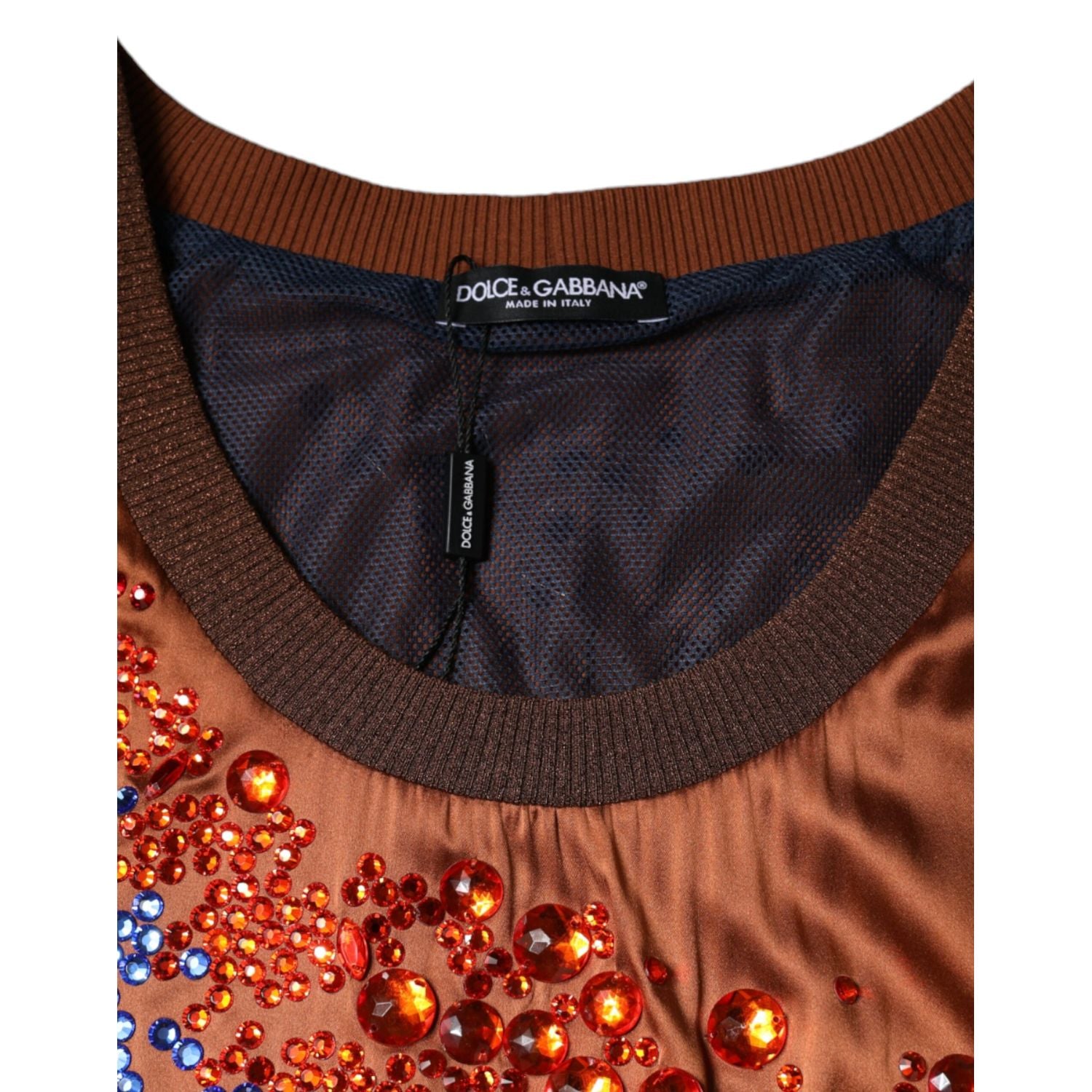 Dolce & Gabbana Brown Crystal Embellished Sleeveless Tank Top