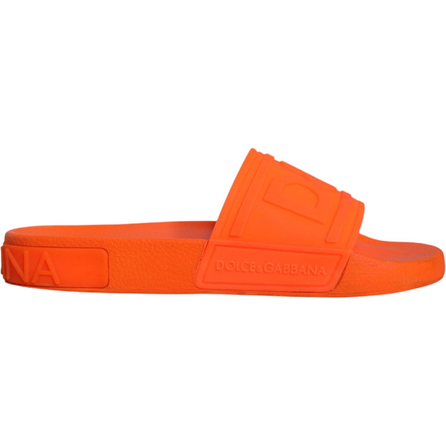 Dolce & Gabbana Orange Rubber Slides Sandals Beachwear Shoes Dolce & Gabbana