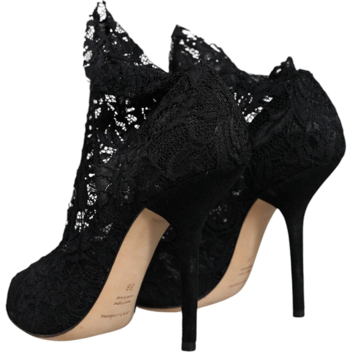 Dolce & Gabbana Black Stretch Taormina Lace Boots Shoes Dolce & Gabbana