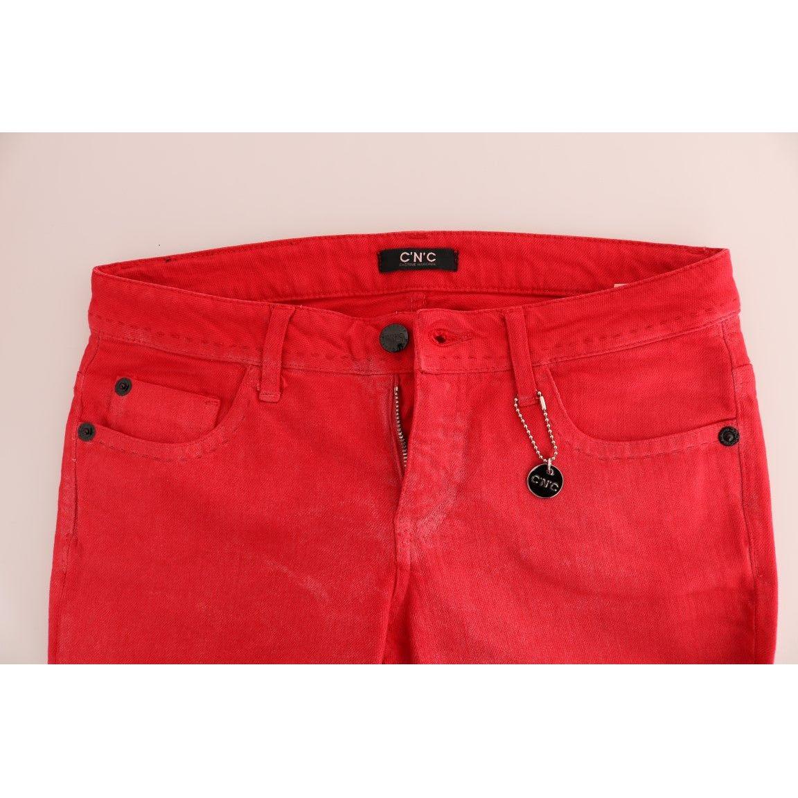 Costume National Radiant Red Super Slim Designer Jeans Costume National