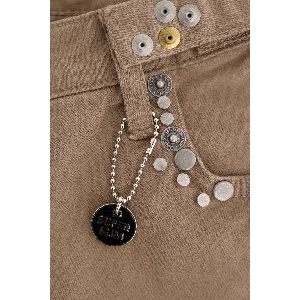 Costume National Beige Cotton Stretch Slim Fit Jeans