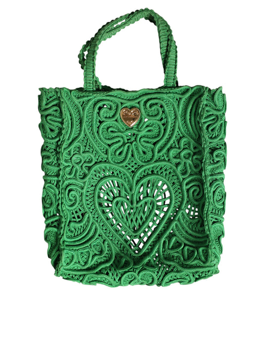 Dolce & Gabbana Green Small Cordonetto Lace Beatrice Tote Bag Dolce & Gabbana