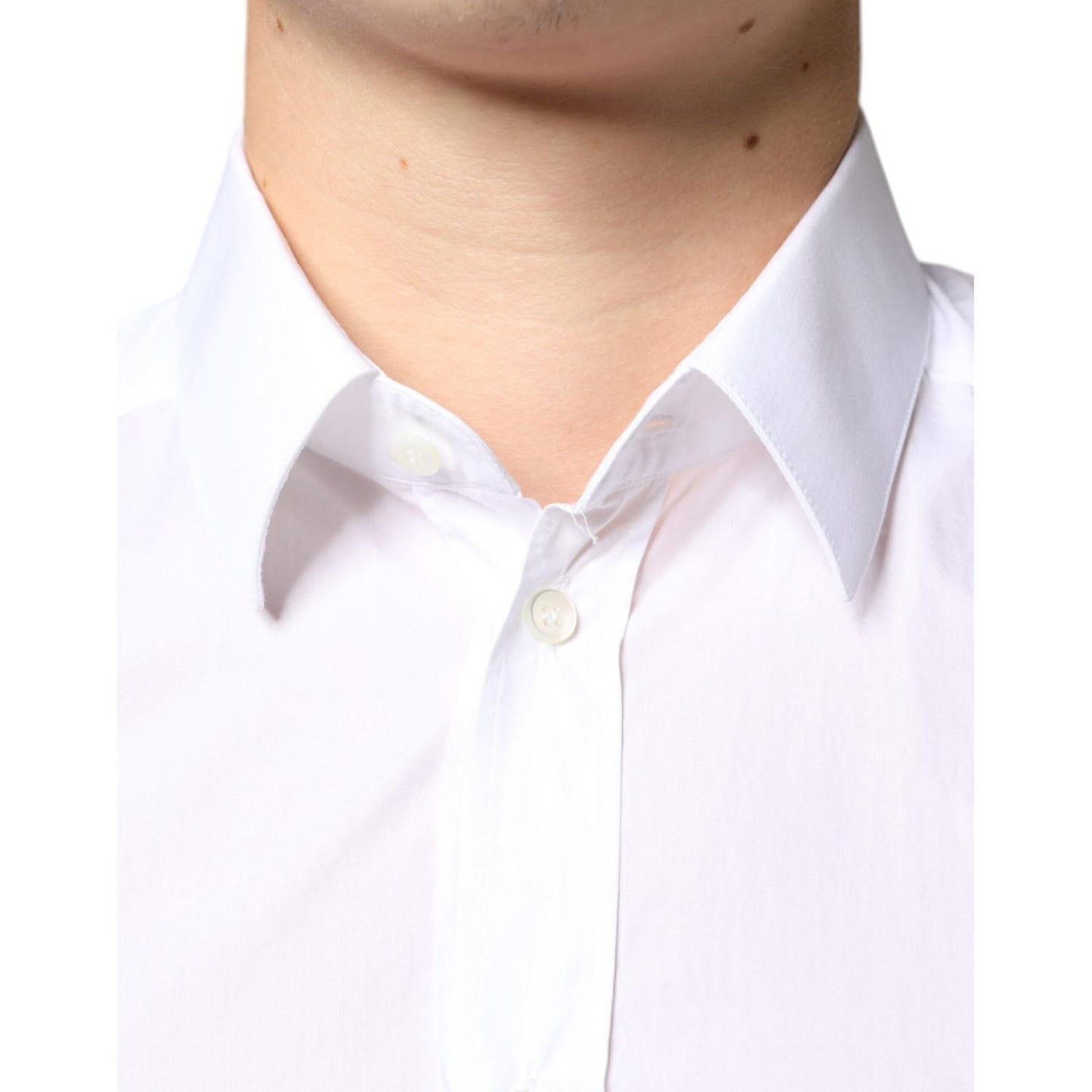 Dolce & Gabbana White Cotton Collared Men Formal Dress Shirt Dolce & Gabbana