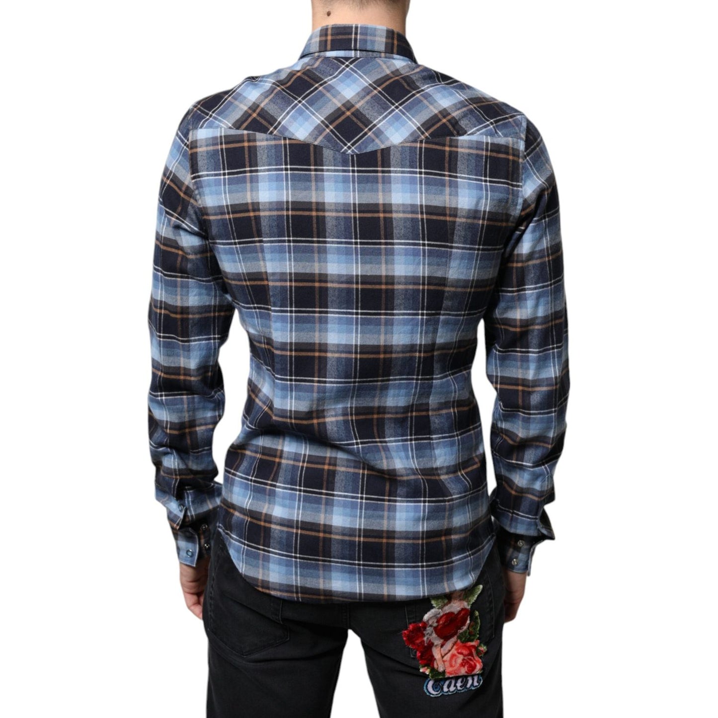 Dolce & Gabbana Multicolor Checkered Paradiso Patch Slim Fit Shirt Dolce & Gabbana