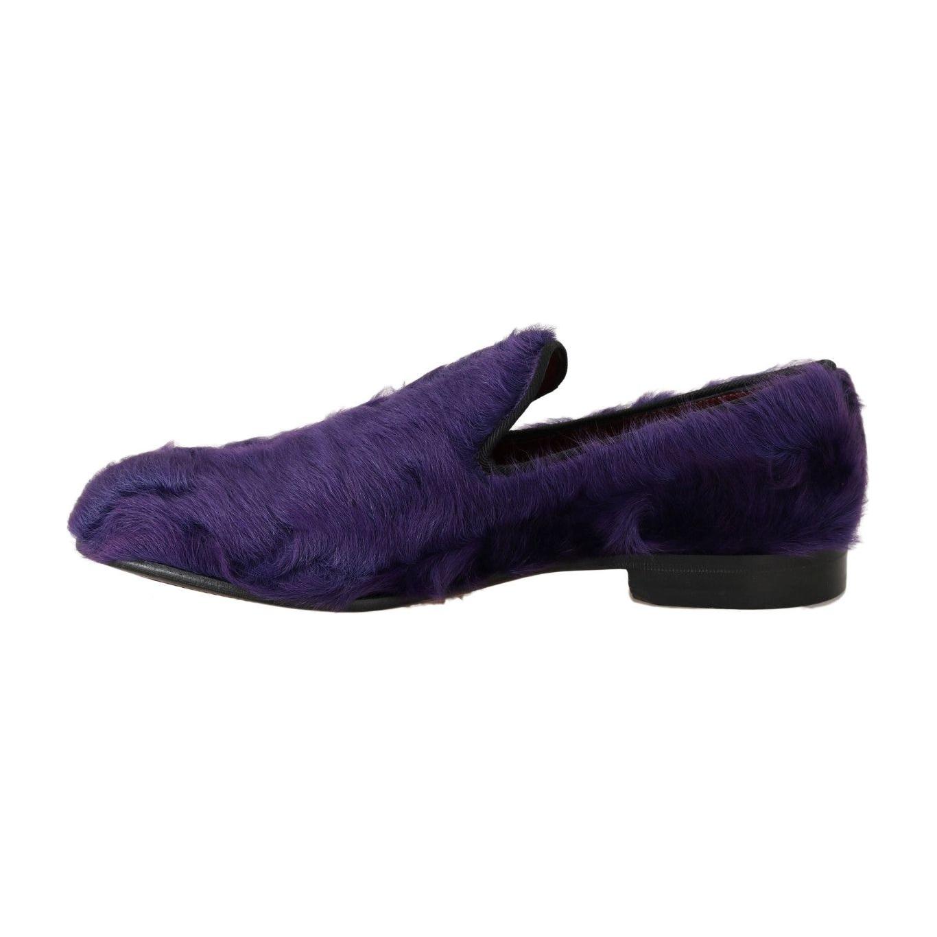 Dolce & Gabbana Plush Purple Sheep Fur Loafers Dolce & Gabbana Dark Slate Gray