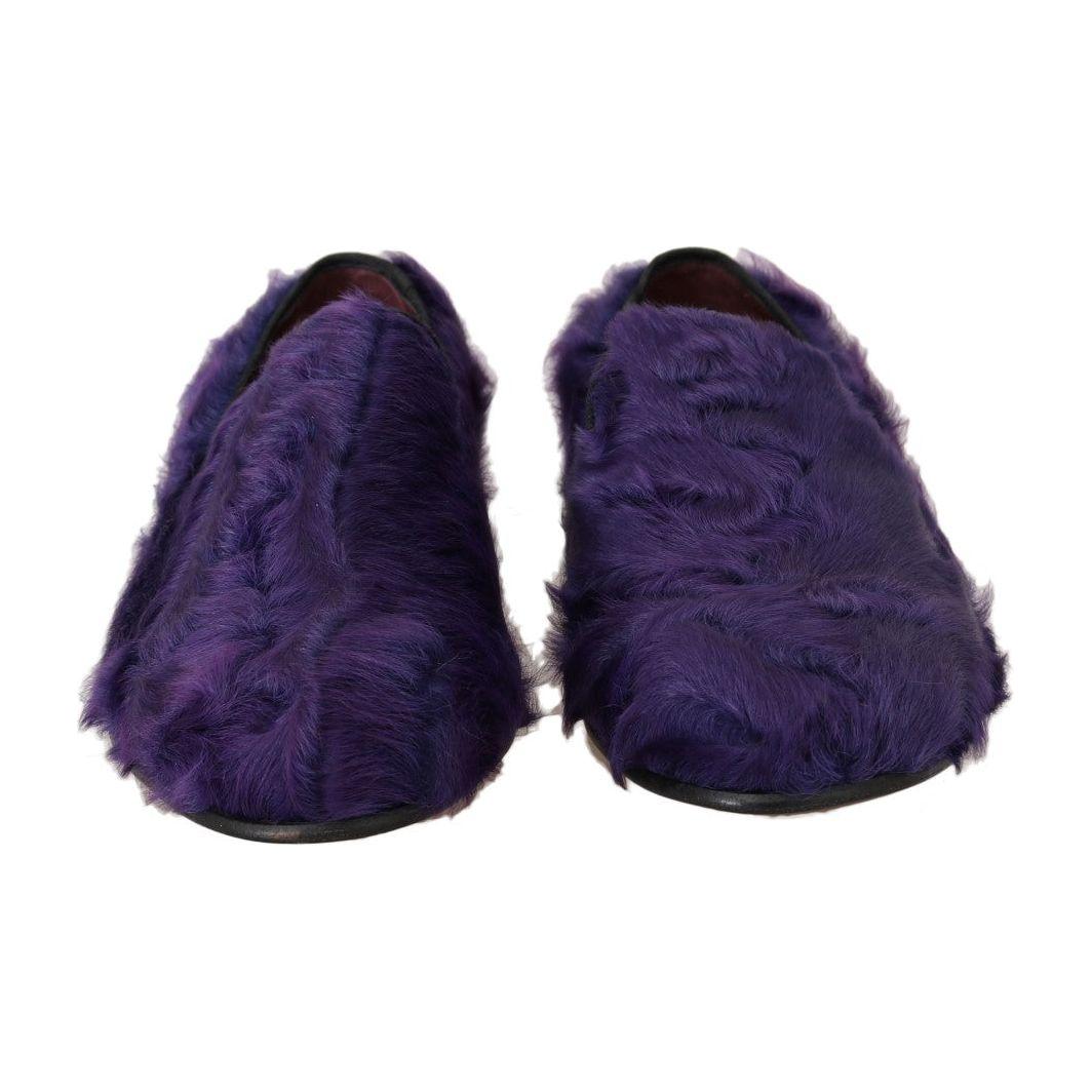 Dolce & Gabbana Plush Purple Sheep Fur Loafers Dolce & Gabbana Dark Slate Gray