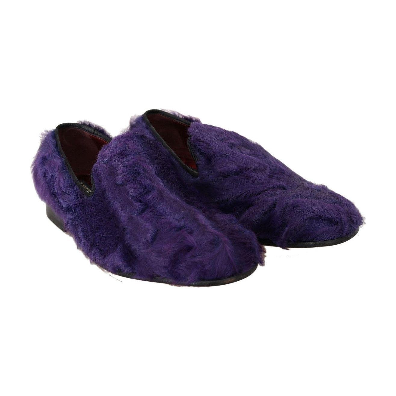 Dolce & Gabbana Plush Purple Sheep Fur Loafers Dolce & Gabbana Dark Slate Gray
