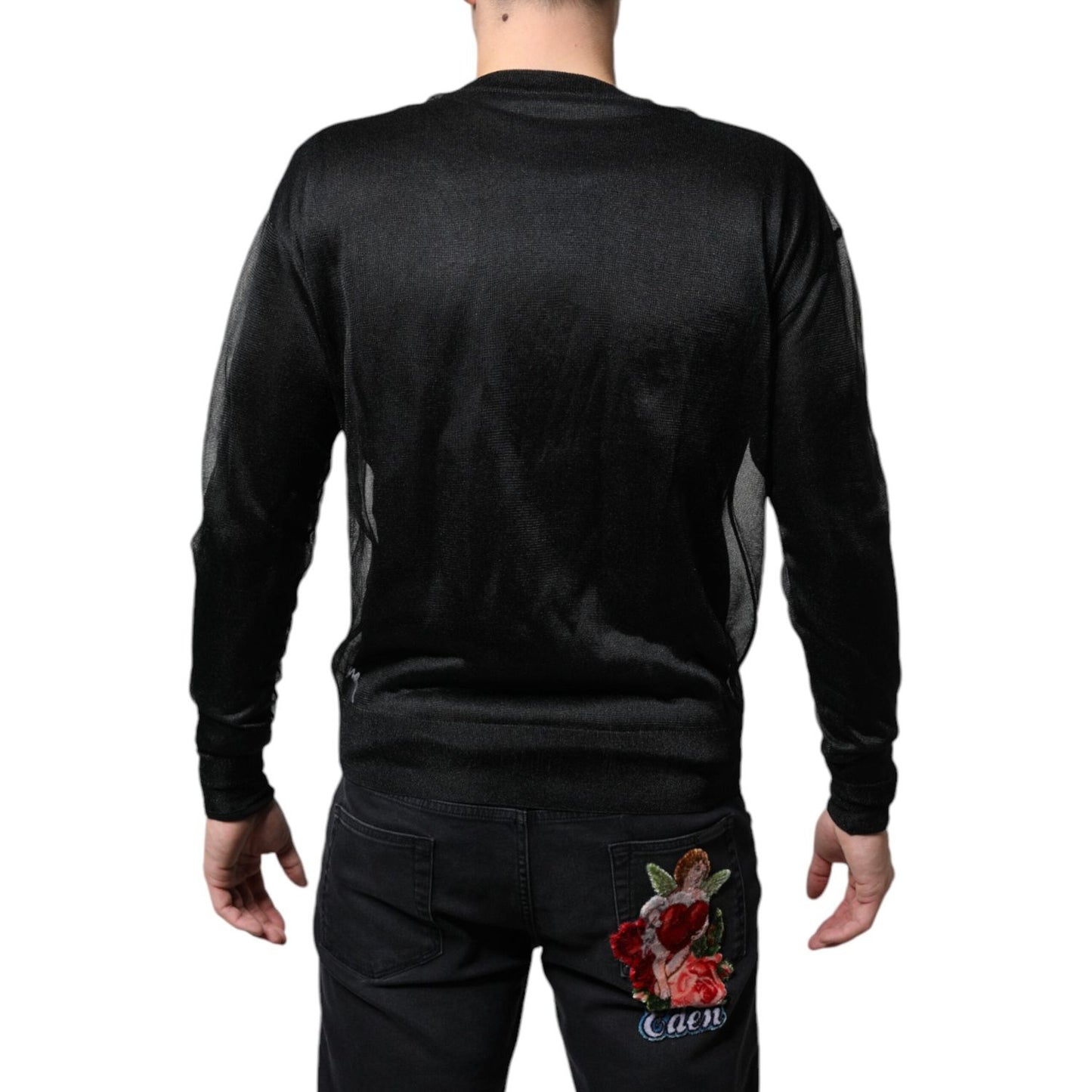 Dolce & Gabbana Black Polyester Pullover Sweatshirt Sweater Dolce & Gabbana