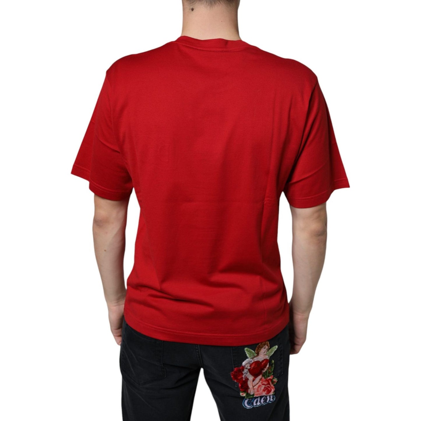 Dolce & Gabbana Red Cotton DG Logo Print Crew Neck T-shirt Dolce & Gabbana Brown