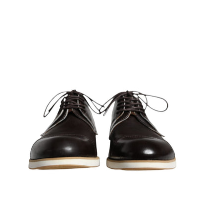 Pollini Black White Leather Lace Up Men Dress Formal Shoes Pollini