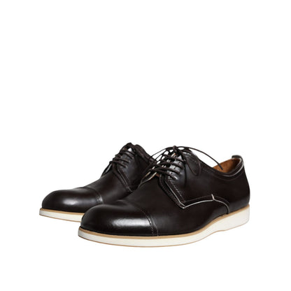Pollini Black White Leather Lace Up Men Dress Formal Shoes Pollini