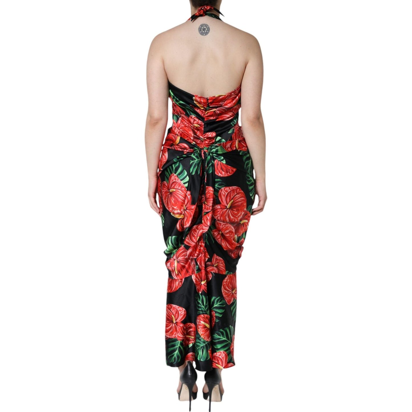 Dolce & Gabbana Black Tropical Floral Sheath Maxi Dress Dolce & Gabbana