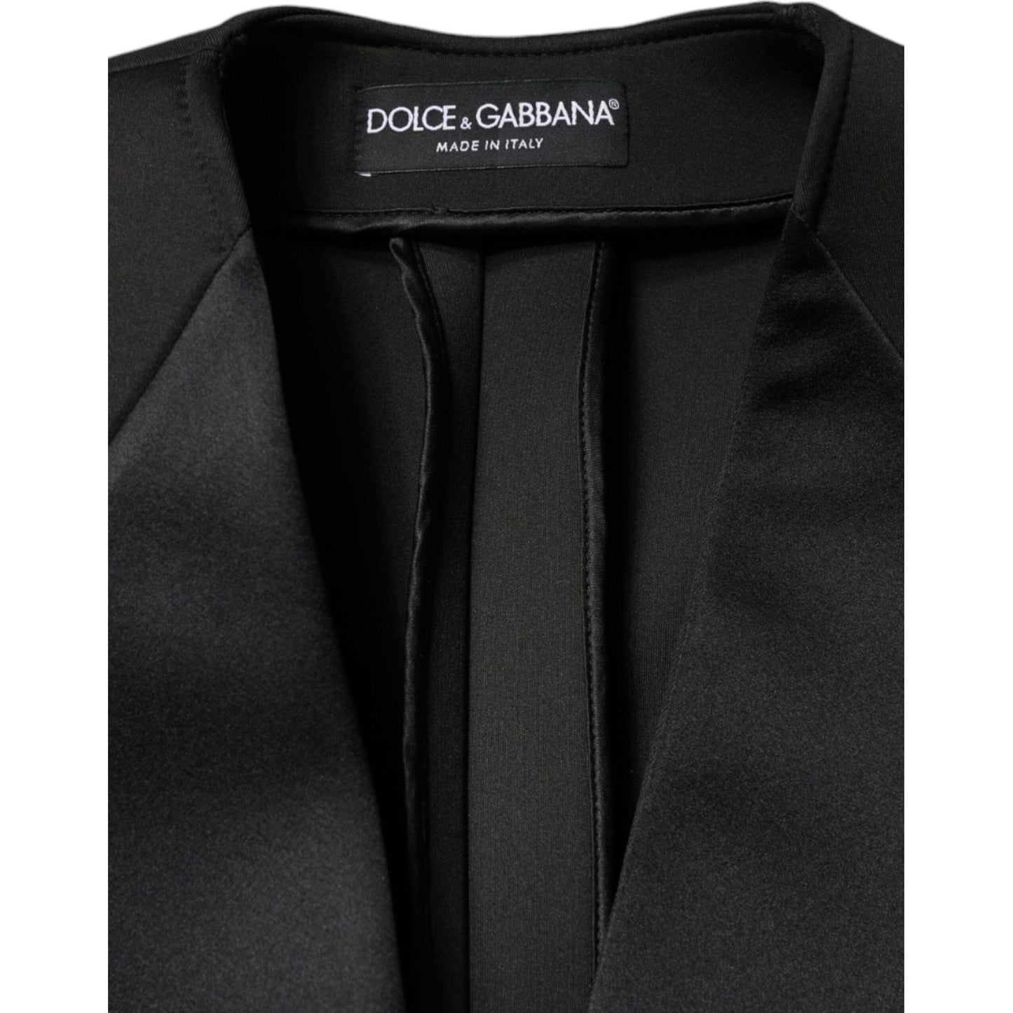 Dolce & Gabbana Black Polyester Double Breasted Coat Jacket Dolce & Gabbana