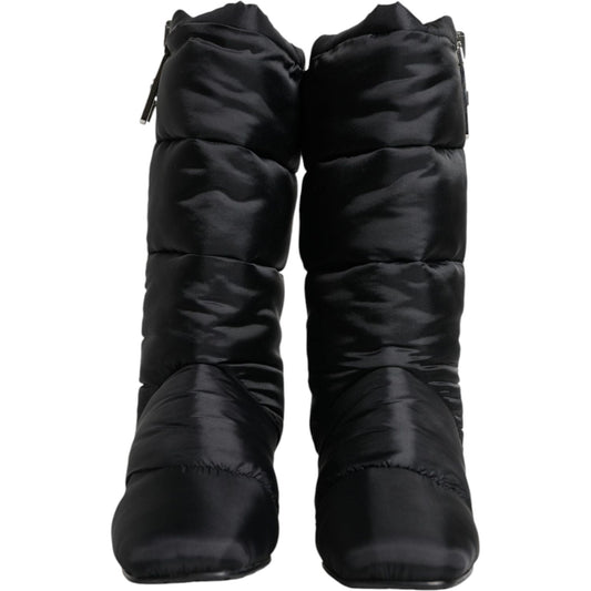 Dolce & Gabbana Black Padded DG Logo Heels Boots Shoes Dolce & Gabbana