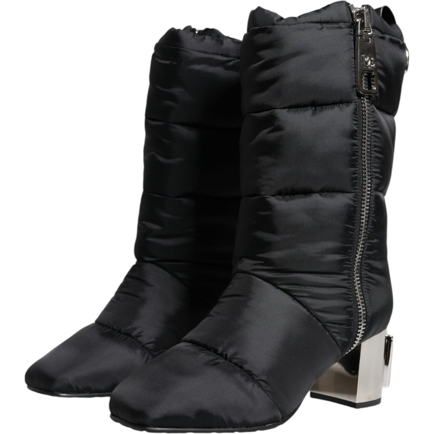 Dolce & Gabbana Black Padded DG Logo Heels Boots Shoes Dolce & Gabbana