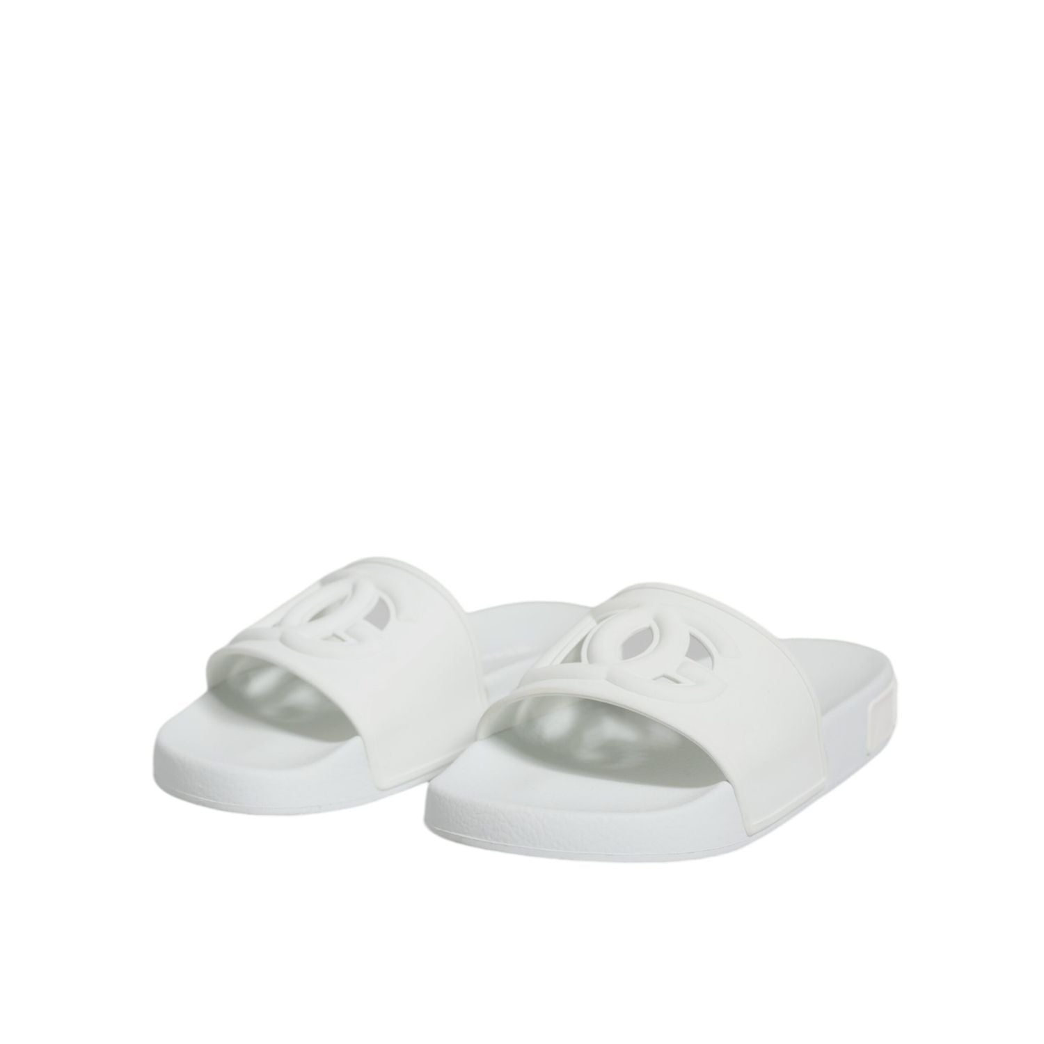 Dolce & Gabbana White Rubber Slides Sandals Beachwear Shoes