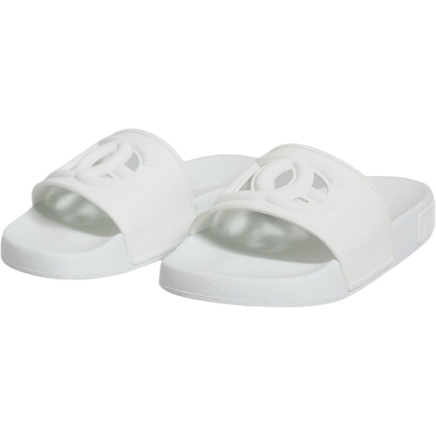 Dolce & Gabbana White Rubber Slides Sandals Beachwear Shoes Dolce & Gabbana