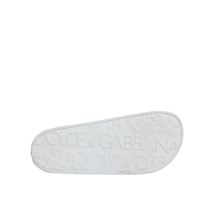 Dolce & Gabbana White Rubber Slides Sandals Beachwear Shoes
