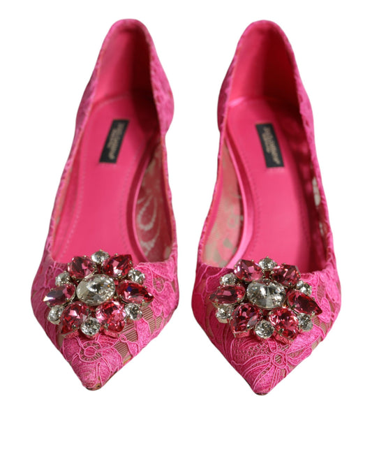 Dolce & Gabbana Pink Taormina Lace Crystal Heels Pumps Shoes Dolce & Gabbana