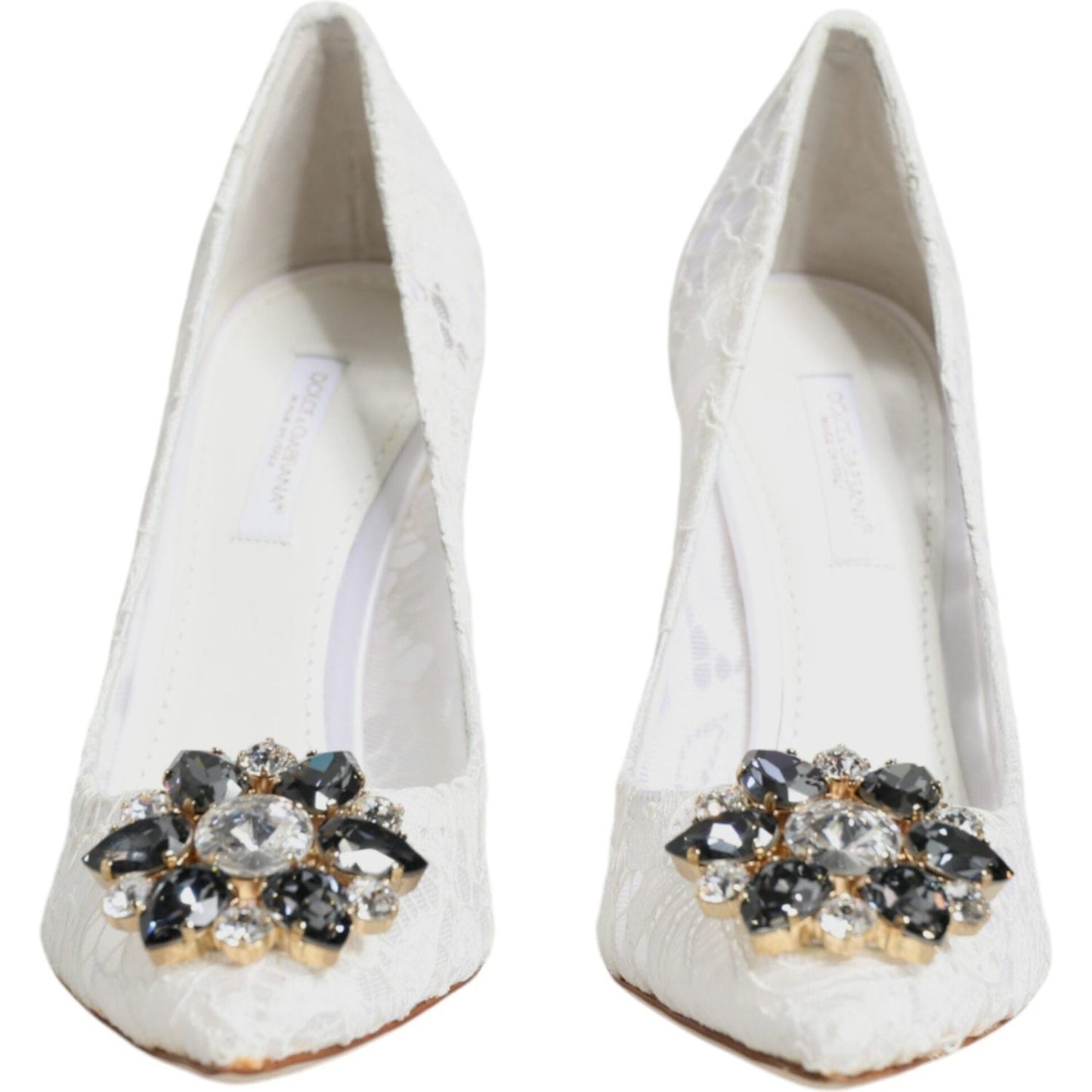 Dolce & Gabbana White Taormina Lace Crystal Heels Pumps Shoes Dolce & Gabbana