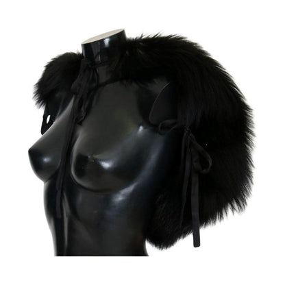 Dolce & Gabbana Black Silver Fox Fur Scarf